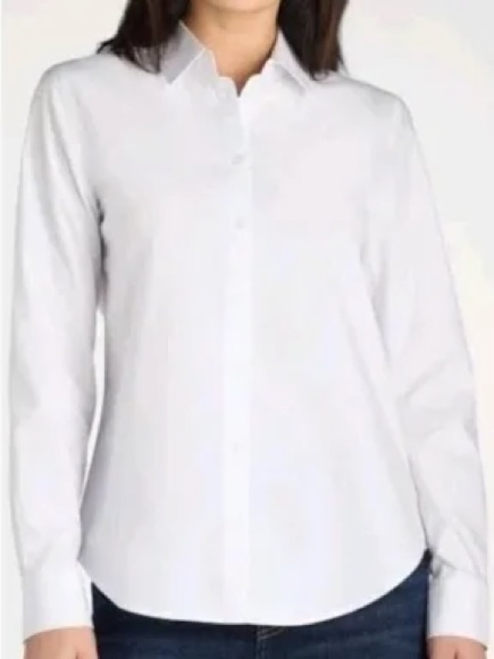Time and Tru White Button-Front Long Sleeve Shirt